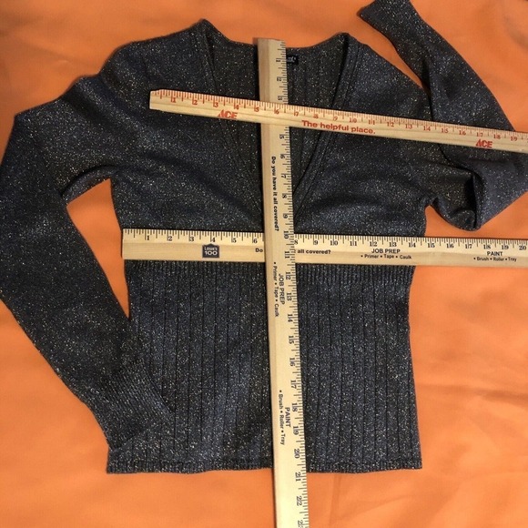 Willie Smith Women's Sweater Cardigan L Long Sleeve Open Front Gray Metallic - Picture 9 of 10